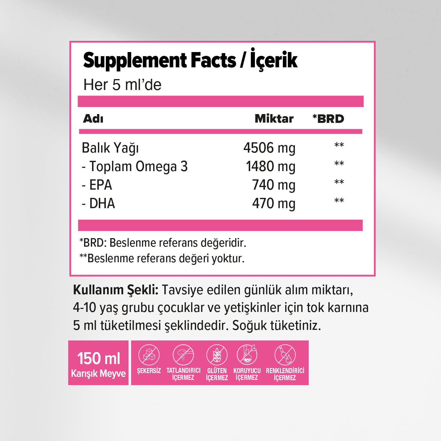 Ocean Karışık Meyve Aromalı Balık Yağı 150 mL Likit Ocean Karışık Meyve Aromalı Balık Yağı 150 mL Likit - Görsel 2