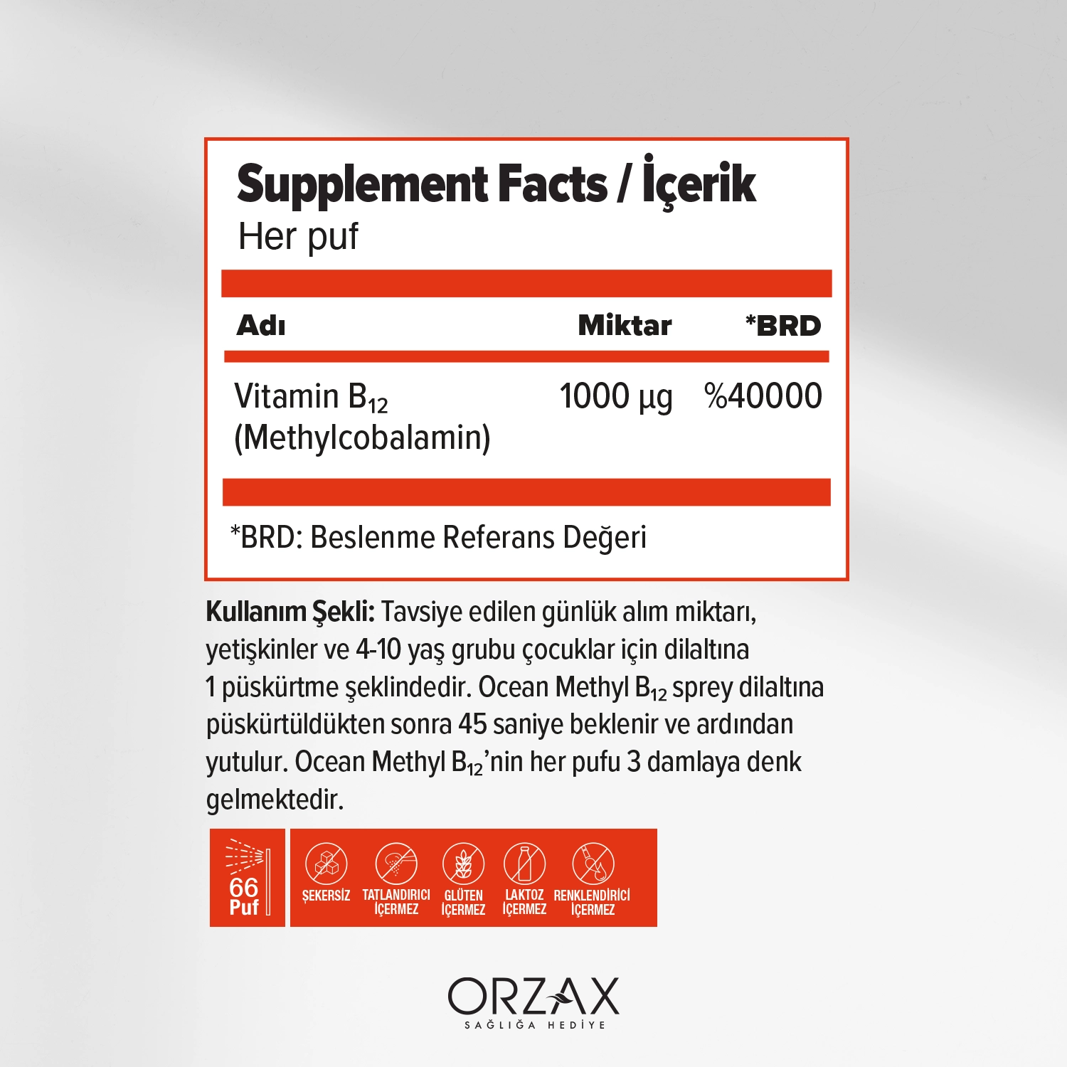 Ocean Methyl B12 1000 µg 10 ml Sprey Ocean Methyl B12 1000 µg 10 ml Sprey - Görsel 2