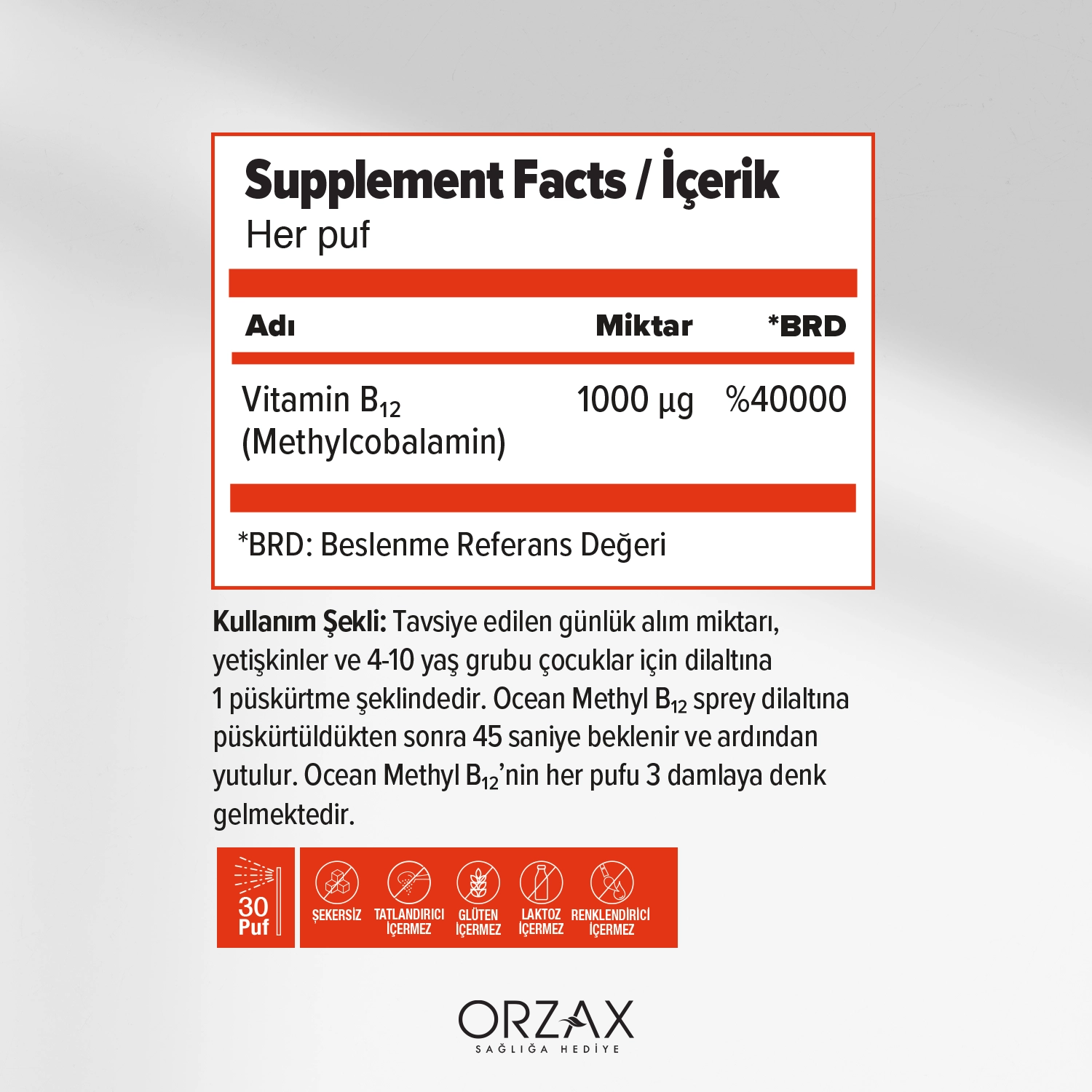 Ocean Methyl B12 1000 µg 5 ml Sprey Ocean Methyl B12 1000 µg 5 ml Sprey - Görsel 2