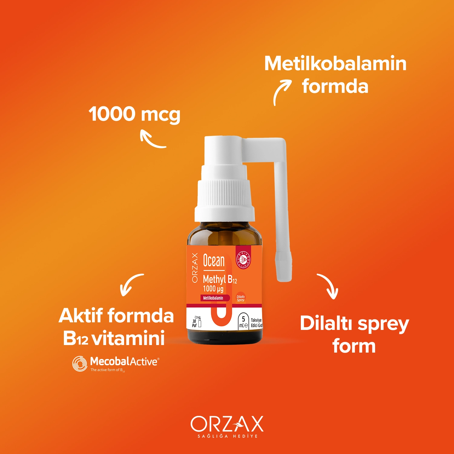 Ocean Methyl B12 1000 µg 5 ml Sprey Ocean Methyl B12 1000 µg 5 ml Sprey - Görsel 3