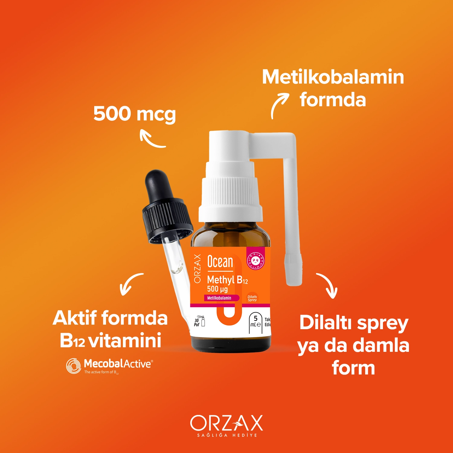 Ocean Methyl B12 500 µg 5 ml Sprey Ocean Methyl B12 500 µg 5 ml Sprey - Görsel 3