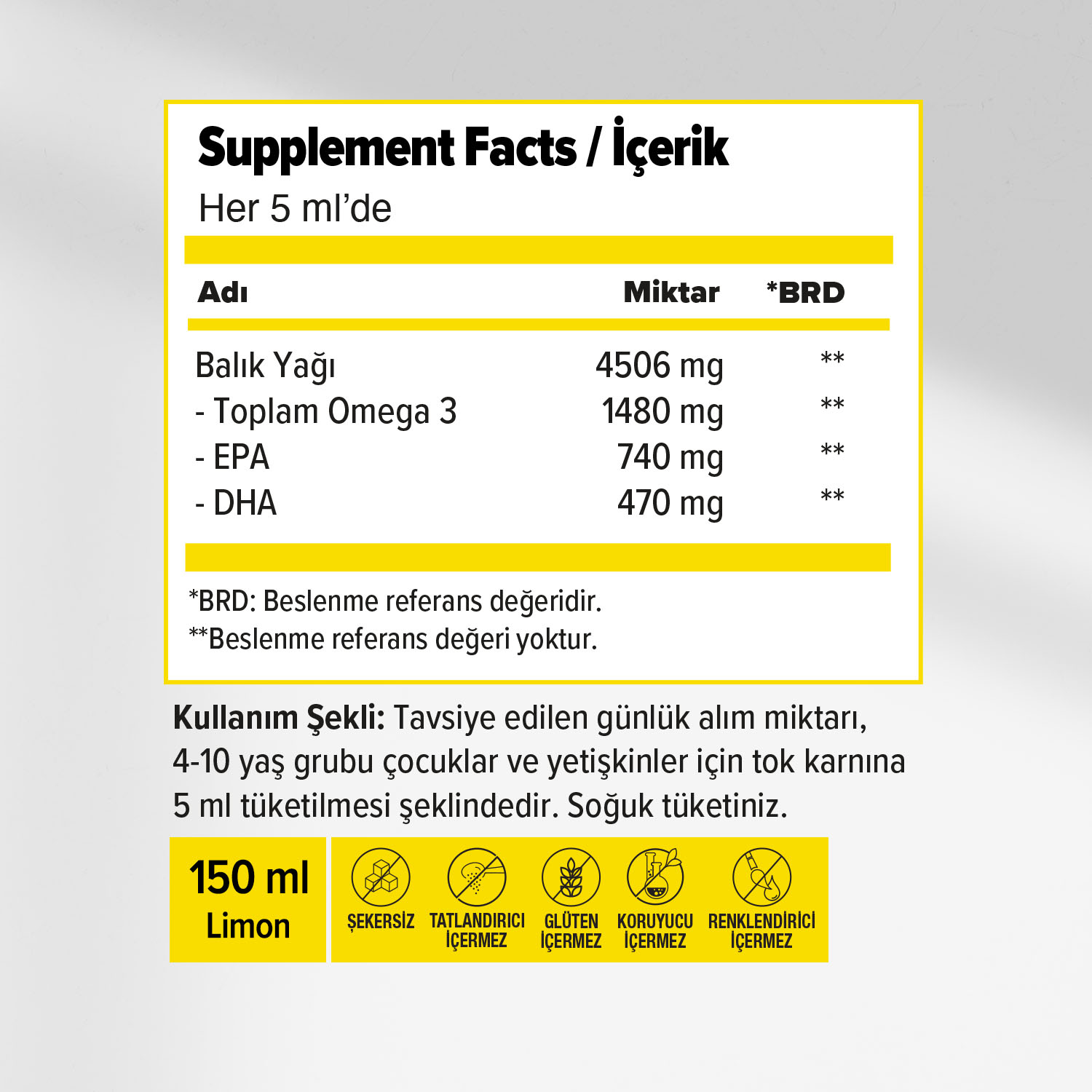 Ocean Limon Aromalı Balık Yağı 150 mL Ocean Limon Aromalı Balık Yağı 150 mL - Görsel 2